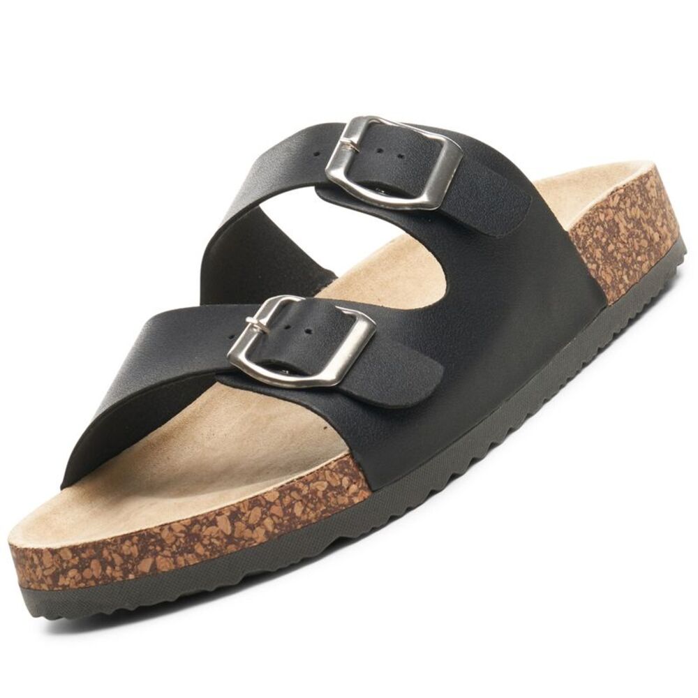 Alpine Swiss Womens Double Strap Slide Sandals EVA Sole Flat Comfort Shoes
